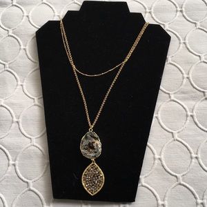 Panacea necklace w/raw stone and sparkling pendant
